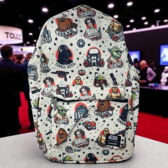 Loungefly Star Wars Tattoo Flash Print Backpack Bag New With Tags - Picture 1 of 9